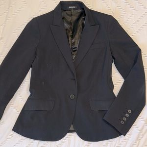 EUC Womens Daisy Fuentes Jacket 6 Black Long Sleeve Lined Blazer Double Button